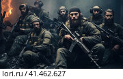 A group of terrorists with weapons. Стоковое AI-изображение, AI-художник Кирилл Черезов / Фотобанк Лори