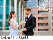 Attractive business young couple working together. Стоковое фото, фотограф Андрей Аркуша / Фотобанк Лори