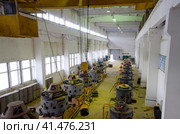 Engines of water pumps at a water pumping station. Pumping irrig. Стоковое фото, фотограф Леонид Еремейчук / Фотобанк Лори