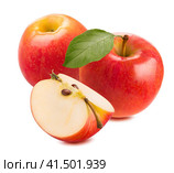 Red apples group isolated on white background. Стоковое фото, фотограф Катерина Ковалева / Фотобанк Лори