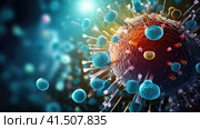 Viruses in the microcosm. Стоковое AI-изображение, AI-художник Кирилл Черезов / Фотобанк Лори