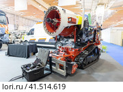 Red firefighter drone on a tracked chassis. Стоковое фото, фотограф Константин Шишкин / Фотобанк Лори