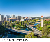 spokane landmark washington clocktower downtown. Стоковое фото, фотограф Mark Agnor / Фотобанк Лори