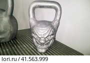 Sports Equipment. Creative weights. Weight-lifting weights in the performance of orcs. Spiteful faces. Стоковое фото, фотограф Леонид Еремейчук / Фотобанк Лори