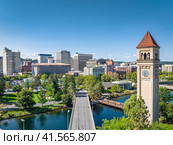 spokane landmark washington clocktower downtown. Стоковое фото, фотограф Mark Agnor / Фотобанк Лори