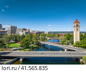 spokane landmark washington clocktower downtown. Стоковое фото, фотограф Mark Agnor / Фотобанк Лори