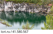 Russia - 29/07/2023 Marble quarry at Ruskeala Mountain park near Sortavala. Republic of Karelia. Russia. Редакционное видео, видеограф Ирина Старикова / Фотобанк Лори