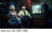 People watching TV, propaganda. Стоковое AI-изображение, AI-художник Кирилл Черезов / Фотобанк Лори