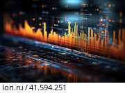 A stock market chart and a candlestick chart suitable for the concept of financial investments. Economics trends background for business ideas and all artwork design. Generated by AI. Стоковое AI-изображение, AI-художник Ярославский Максим / Фотобанк Лори