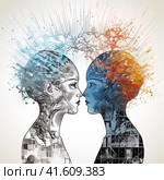 neurodivergent, stock illustration, flat illustration, Autism spectrum disorders and awareness of neurodiversity. Стоковое AI-изображение, AI-художник Ирина Ручушкина / Фотобанк Лори