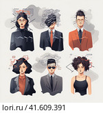 neurodivergent, stock illustration, flat illustration, Autism spectrum disorders and awareness of neurodiversity. Стоковое AI-изображение, AI-художник Ирина Ручушкина / Фотобанк Лори
