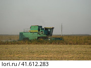 Soy harvesting by combines in the field. Стоковое фото, фотограф Леонид Еремейчук / Фотобанк Лори