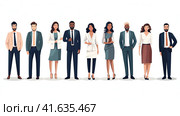 Multi-racial groups of men and women of various professions on a white background Generated by AI. Стоковое AI-изображение, AI-художник Ярославский Максим / Фотобанк Лори