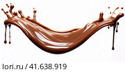 Chocolate splash, isolated on a white background. Generated by AI. Стоковое AI-изображение, AI-художник Ярославский Максим / Фотобанк Лори