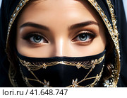 Woman face in niqab. Generative AI. Стоковое AI-изображение, AI-художник Ильин Сергей / Фотобанк Лори
