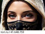 Woman face in niqab. Generative AI. Стоковое AI-изображение, AI-художник Ильин Сергей / Фотобанк Лори