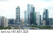 Вид на город сверху. Москва. Москва сити (2023 год). Редакционное видео, видеограф Семён Прудий / Фотобанк Лори