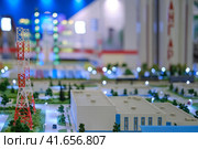 Layout of the Vostochny cosmodrome with the Angara rocket in the far East. Exhibition Days of the far East - Moscow, Russia, 12 13 2019. Редакционное фото, фотограф Андрей Журавлев / Фотобанк Лори