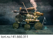 Натюрморт с паяльной лампой, дрелью и консервами. Телега. Стоковое фото, фотограф V.Ivantsov / Фотобанк Лори