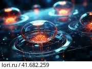 Nanotechnology Genetic engineering and the use of nanorobots, medicine, military industry, biological weapons 3D illustration, 3D,    Generative AI. Стоковое AI-изображение, AI-художник Анна Кривицкая / Фотобанк Лори