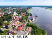 Aerial view of the city of Myshkin and Volga river. Russia. Стоковое фото, фотограф Яков Филимонов / Фотобанк Лори
