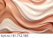 Beige and white face cream poured on the surface in an abstract pattern. Shooting from above. Generated by AI. Стоковое AI-изображение, AI-художник Ярославский Максим / Фотобанк Лори
