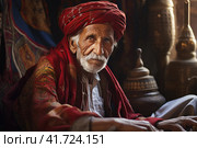 Portrait of an elderly man preserving cultural heritage. Стоковое AI-изображение, AI-художник Юрий Поздников / Фотобанк Лори