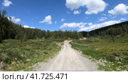 Hyperlapse video of driving on off-road car along a mountain forest road. Yazula mountain pas in Altai. Стоковое видео, видеограф Сергей Пристяжнюк (Serg Zastavkin) / Фотобанк Лори