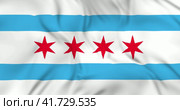 Waving flag of Chicago city in USA. 3d animation in 4k resolution video. Разевающийся флаг города Чикаго в США. Стоковая анимация, аниматор Александр Кузнецов / Фотобанк Лори