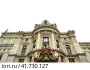 Opera Garnier (Garnier Palace), carved on white background, Paris, France. Translation: national Academy of Music. UNESCO World Heritage Site (2012 год). Стоковое фото, фотограф Владимир Журавлев / Фотобанк Лори