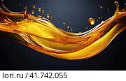 Golden honey wave on a dark background. Generated by AI. Стоковое AI-изображение, AI-художник Ярославский Максим / Фотобанк Лори