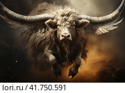 Flying cow with wings,  Generative AI. Стоковое AI-изображение, AI-художник Анна Кривицкая / Фотобанк Лори