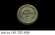 Реверс монеты Латвии 1 лат 1924 года, черный фон. Rotating reverse of Latvia coin 1 lat 1924 with inscription meaning ONE LAT. Isolated in black background. Стоковая анимация, аниматор Александр Кузнецов / Фотобанк Лори
