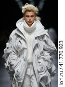Man on the catwalk, creative fashion show,  Generative AI. Стоковое AI-изображение, AI-художник Анна Кривицкая / Фотобанк Лори