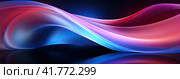 Purple-blue waves on a dark background. Graphic resource. Стоковое AI-изображение, AI-художник Ярославский Максим / Фотобанк Лори
