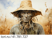 Scarecrow, watercolor  Generative AI. Стоковое AI-изображение, AI-художник Анна Кривицкая / Фотобанк Лори