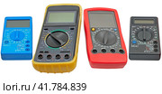 Цифровые мультиметры разного типа на белом фоне. Digital  multimeters on a white. Стоковое фото, фотограф Татьяна Д / Фотобанк Лори