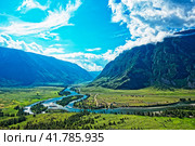 Долина реки Чулышман. Урочище Аккурум. Горный Алтай. Стоковое фото, фотограф Макаров Алексей / Фотобанк Лори