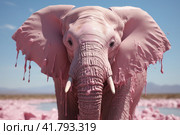 Pink Elephant  Generative AI. Стоковое AI-изображение, AI-художник Анна Кривицкая / Фотобанк Лори