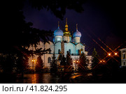 Благовещенский собор. Государственный историко-архитектурный и художественный музей-заповедник «Казанский Кремль» ночью. (2015 год). Редакционное фото, фотограф Андрей Дегтярёв / Фотобанк Лори