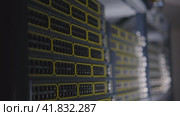 Network server equipment, switches without connected wires. Стоковое видео, видеограф Андрей Журавлев / Фотобанк Лори