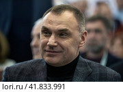 Глава Республики Марий Эл Юрий Зайцев на выставке-форуме "Россия" на территории выставочного комплекса ВДНХ в городе Москве, Россия (2023 год). Редакционное фото, фотограф Николай Винокуров / Фотобанк Лори