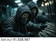 Two ardmed men robbing a bank. Robbers robbing a bank. Стоковое AI-изображение, AI-художник Ирина Михайличенко / Фотобанк Лори