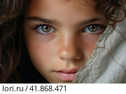 Portrait of a sweet and beautiful girl in close-up. Стоковое AI-изображение, AI-художник Ярославский Максим / Фотобанк Лори