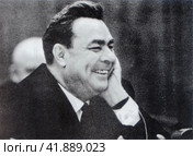 Леонид Ильич Брежнев (1906-1982) в Президиуме XXI съезда КПСС. Февраль 1959 года. Редакционное фото, фотограф Сергей Елизарьев / Фотобанк Лори