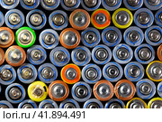 Salt and alkaline batteries, source of energy for portable technology. AAA and AA batteries. Стоковое фото, фотограф Леонид Еремейчук / Фотобанк Лори