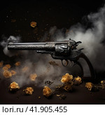 Dueling pistol and smoke,Generative AI. Стоковое AI-изображение, AI-художник Анна Кривицкая / Фотобанк Лори