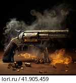 Dueling pistol and smoke,Generative AI. Стоковое AI-изображение, AI-художник Анна Кривицкая / Фотобанк Лори