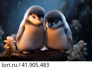 Two little penguins,Generative AI. Стоковое AI-изображение, AI-художник Анна Кривицкая / Фотобанк Лори