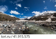 Panoramic view of Baksan river. Стоковое фото, фотограф Юлия Белоусова / Фотобанк Лори
